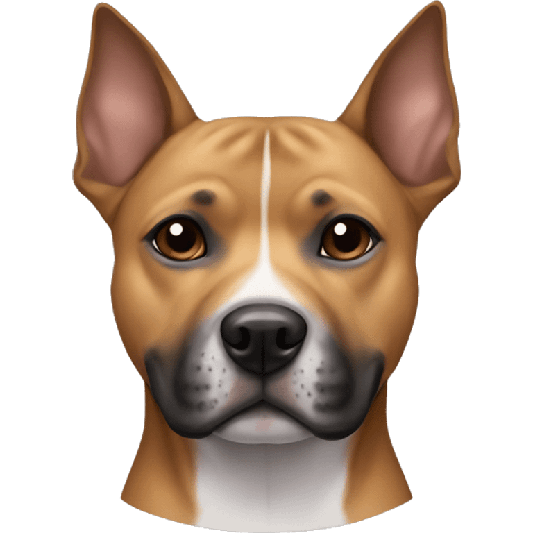 Staffy with light brown fur and pointy ears and a dark muzzle  emoji