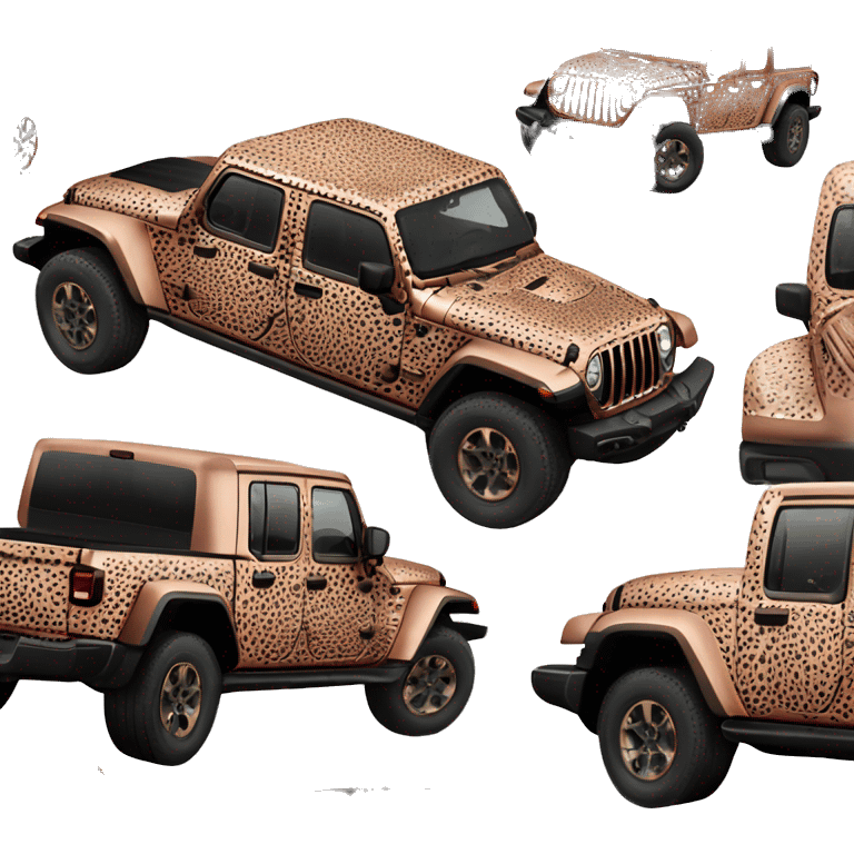 Realistic rose gold leopard print pattern Jeep Gladiator truck. emoji