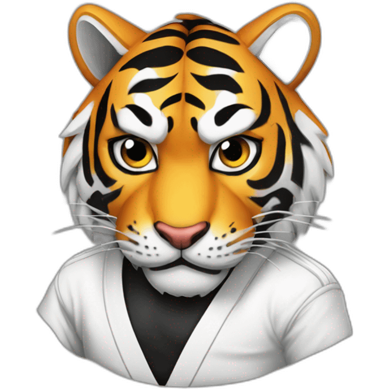 Tiger with evil face   jiu jitsu with his arms crossed emoji