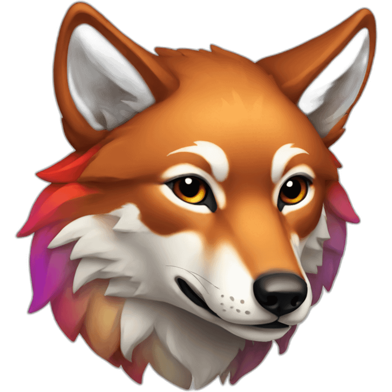 Red wolf with rainbow emoji