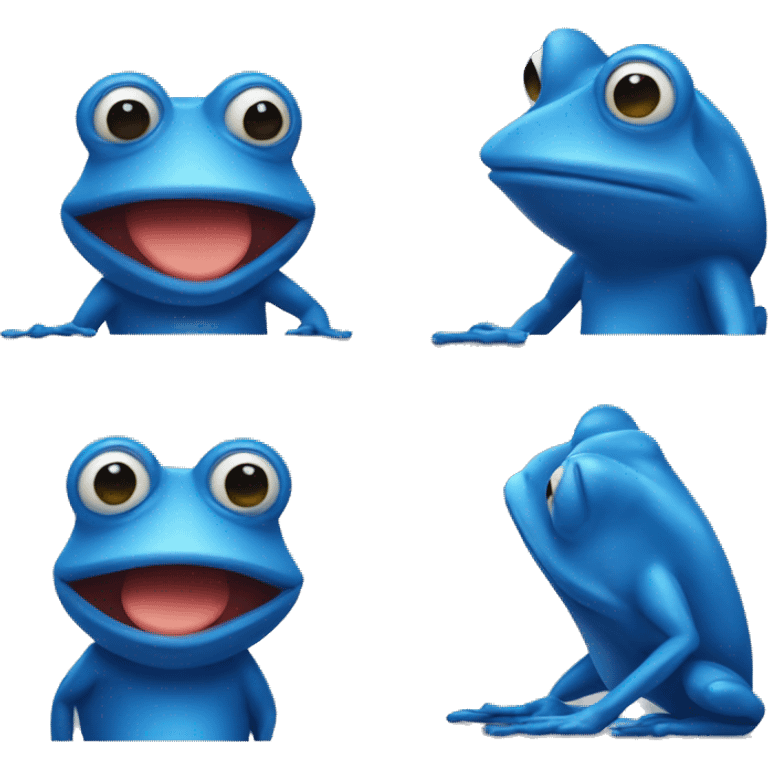 blue frog dressed as a graphic designer emoji