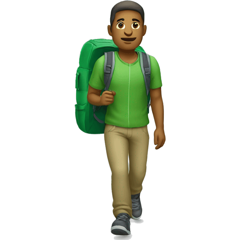 man wearing green walking with backpack emoji