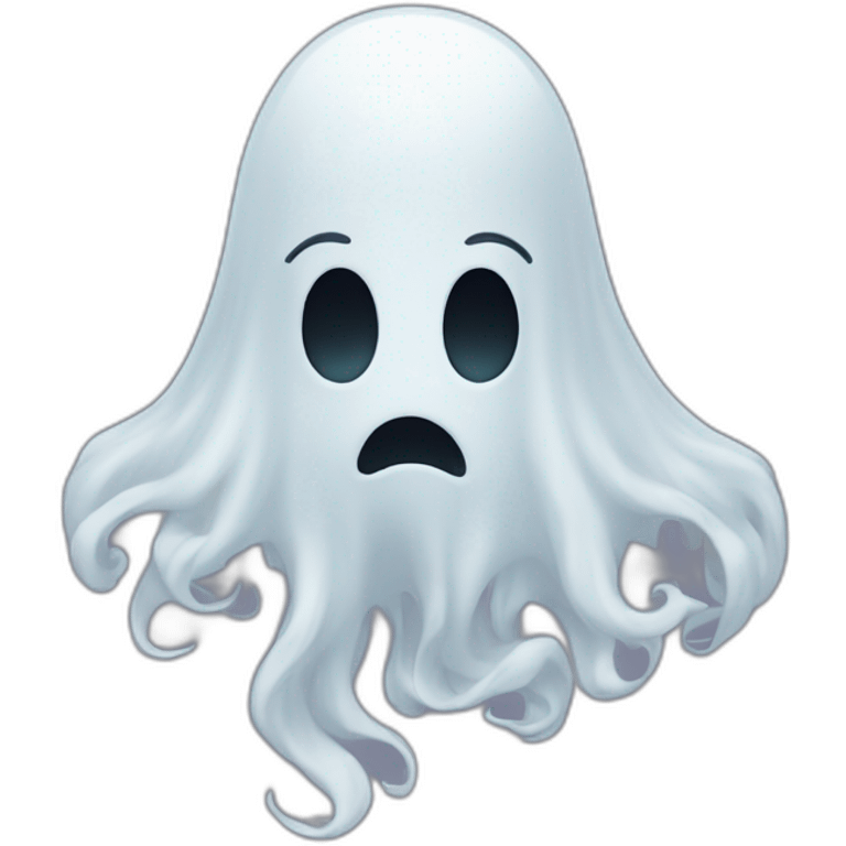 Ghost with long hair head twisted backwards emoji