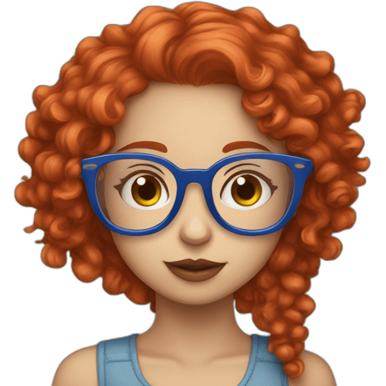 girl with curly red hair and blue glasses kissing  glasses glasses emoji