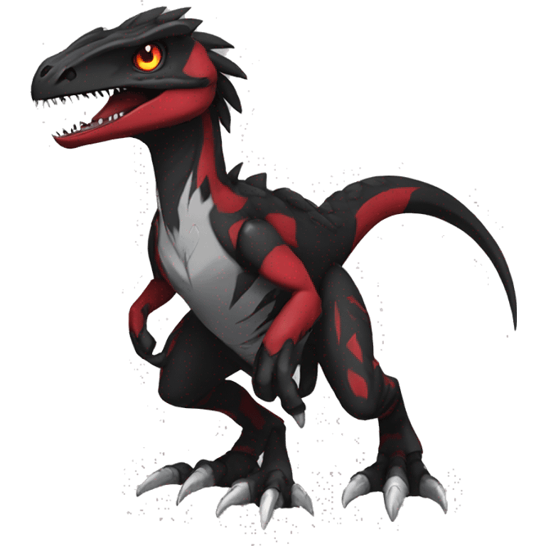  Cool Edgy Black Red Digimon-Fakemon-Velociraptor full body emoji