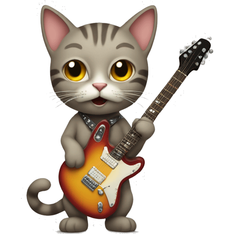 Cat with electric guitar emoji