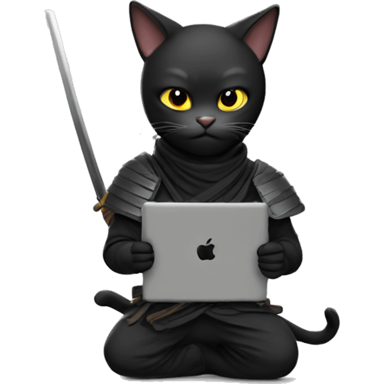 Ninja cat with ipad emoji