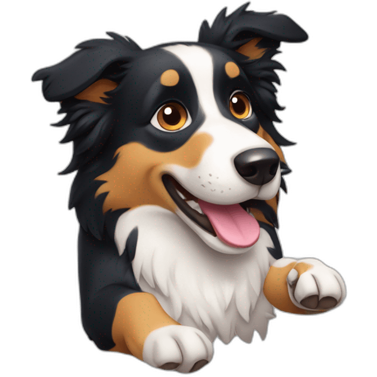 Border collie con la mano arriba emoji