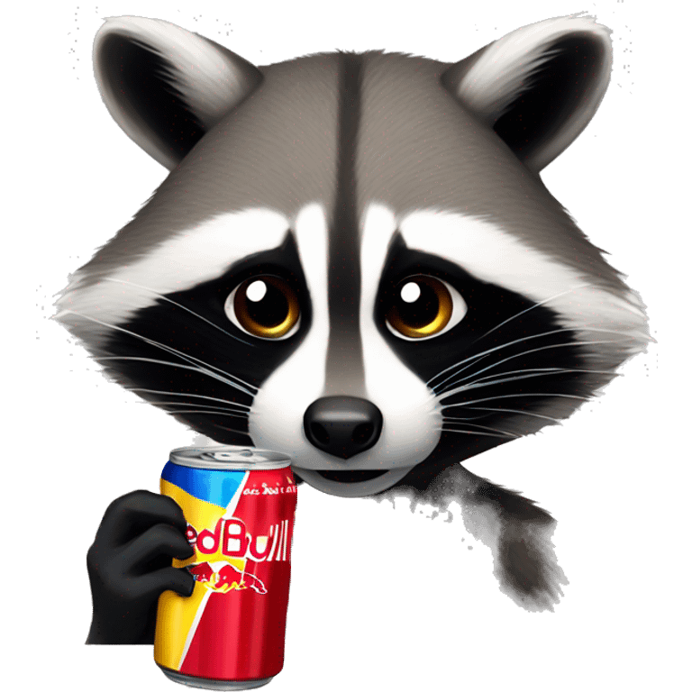 Racoon drinking a red Bull  emoji