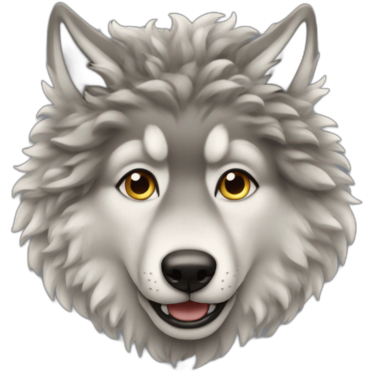 Curly haired wolf emoji