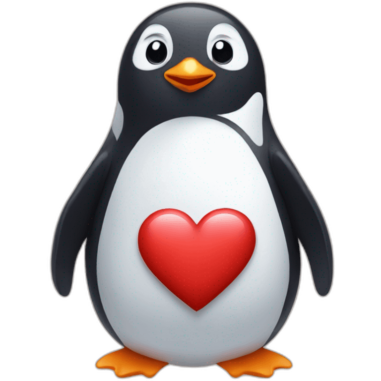 Penguin with a heart emoji