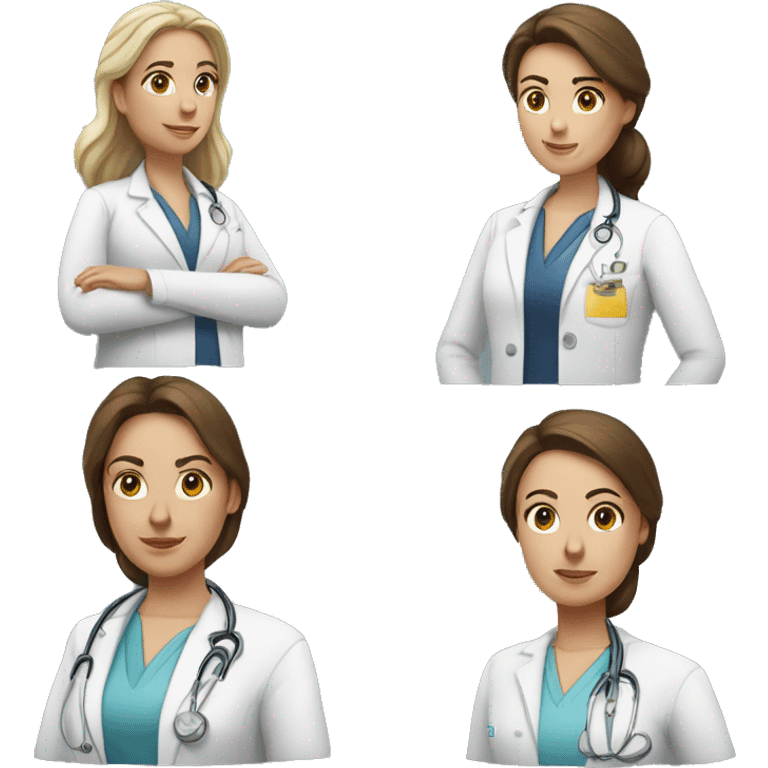 promotion emoji but a woman with browen hair white skin and as a doktor emoji