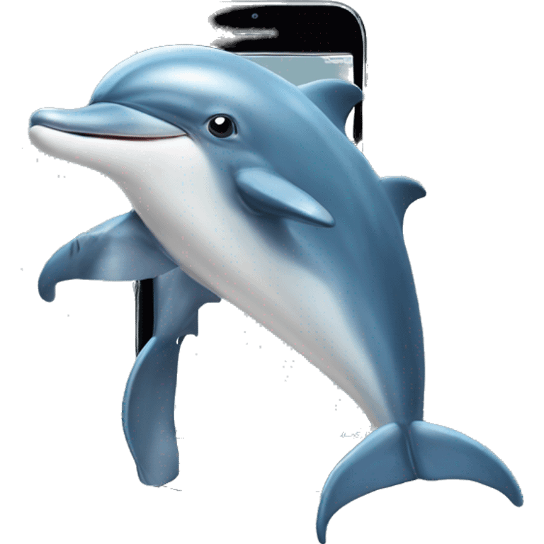 Dolphin with iphone emoji