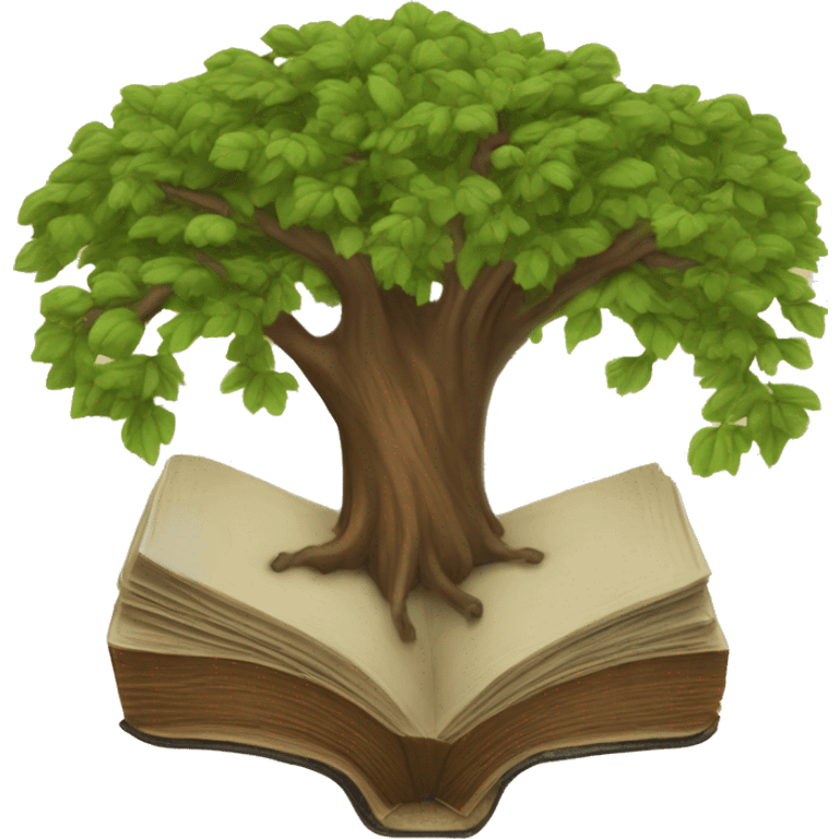 A tree rooted in an open Bible emoji