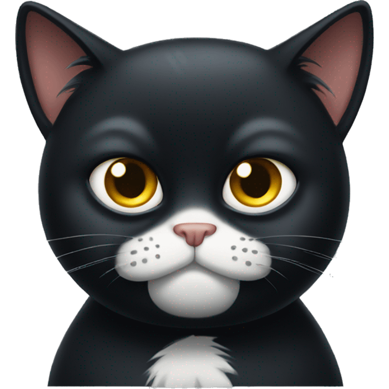 Grumpy Black cat with white chin emoji