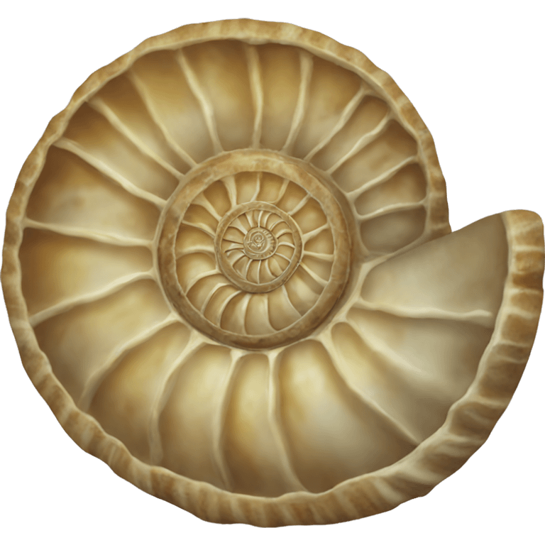 An ammonite shell with a face  emoji