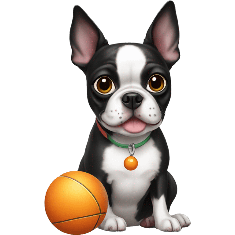 Boston terrier with a ball emoji