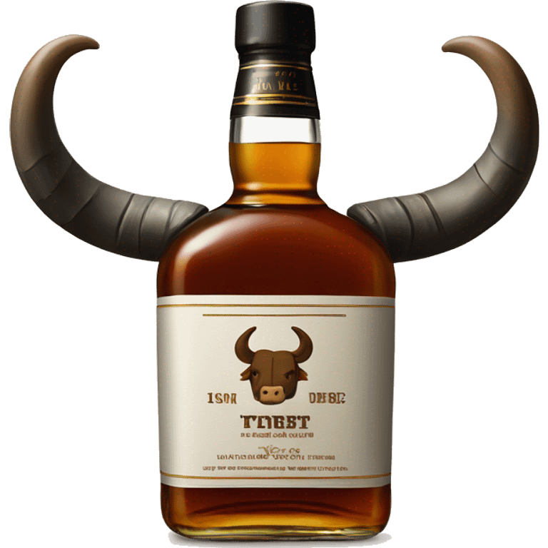 Bottle of whiskey with bull horns￼ emoji