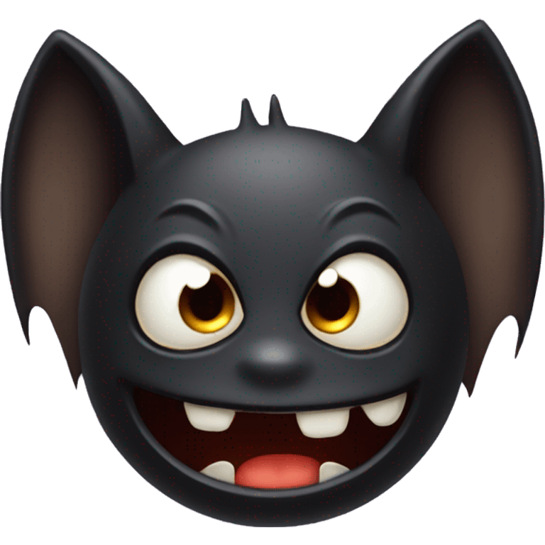 Black bat with silly face emoji