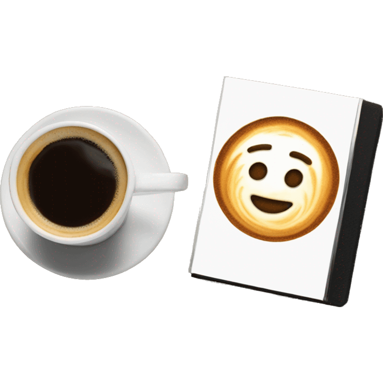 latte art and book emoji