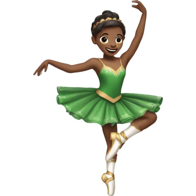 A dancer doing a pirouette in elf shoes for Christmas emoji