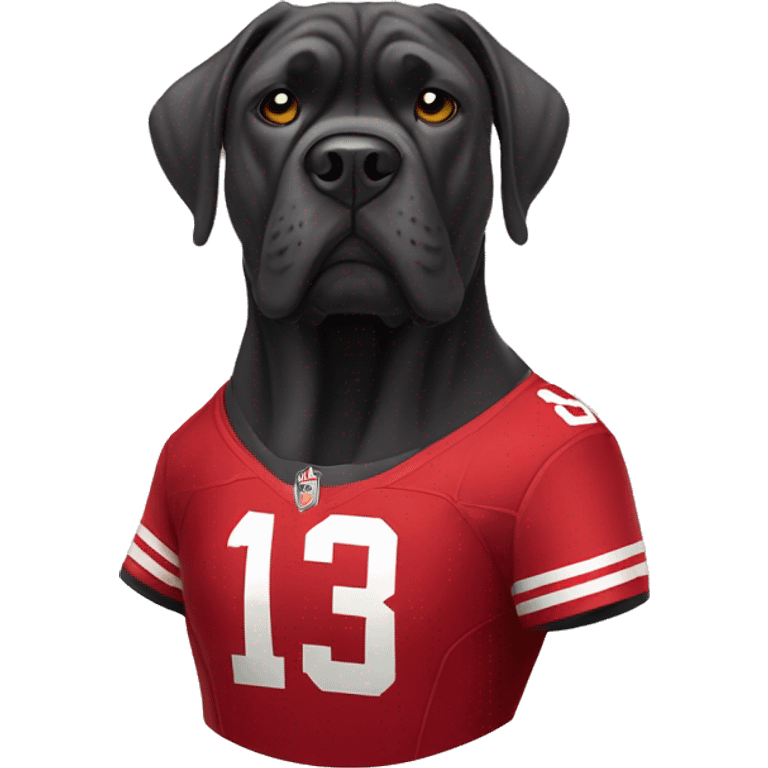 cane corso with a 49ers jersey emoji