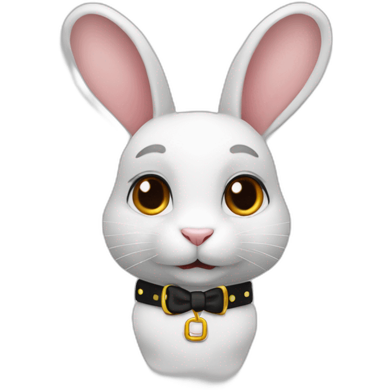 Rabbit White with collar with the name " Polito" name " polito" emoji