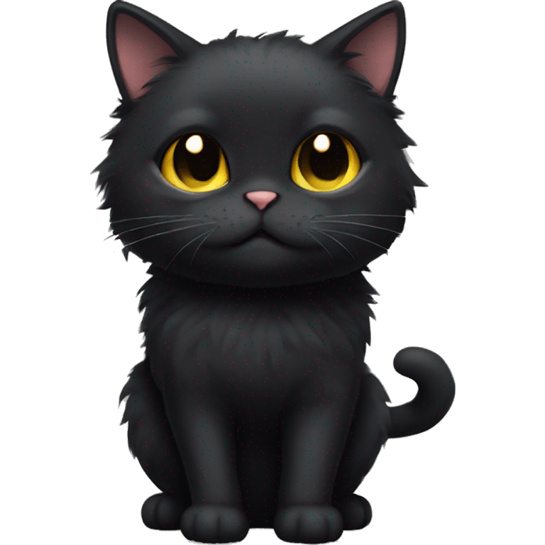 Black Cat super fluffy and fat  emoji