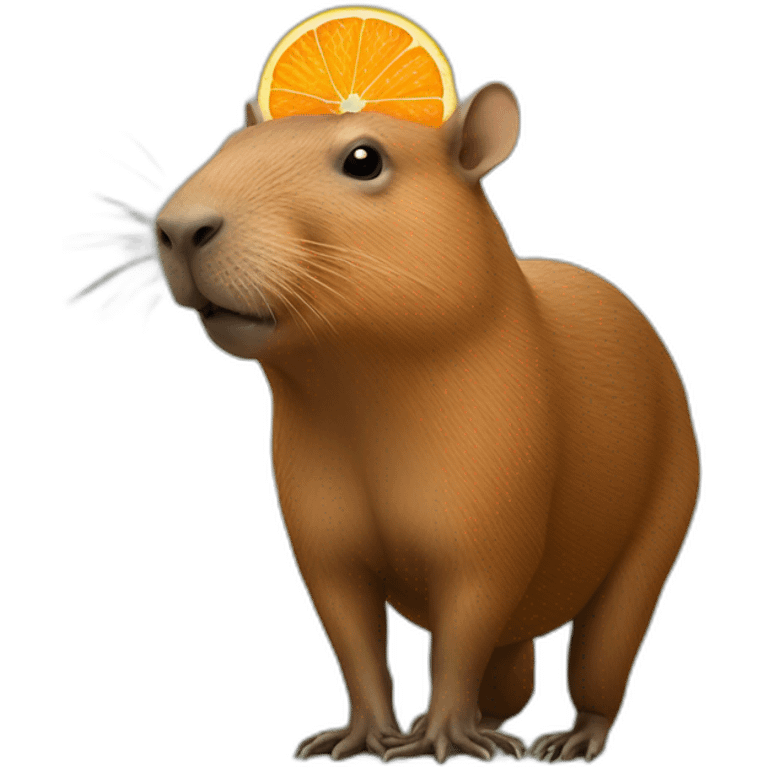 Capibara avec une orange sur la tête emoji