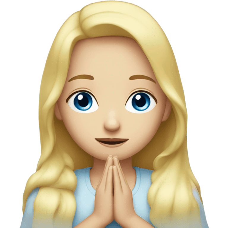 Blonde girl blue eyes praying
 emoji