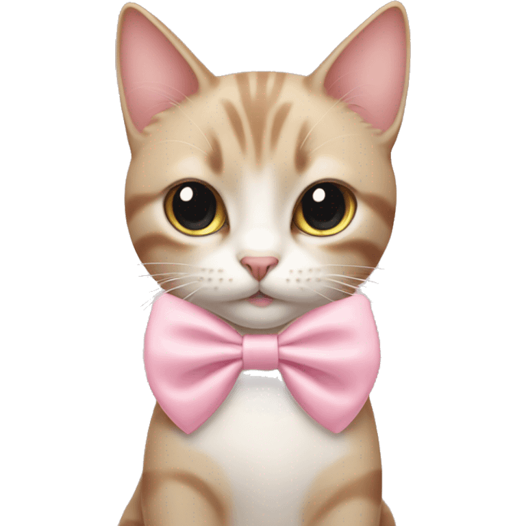 Cat with light pink bow saying am just a girl emoji