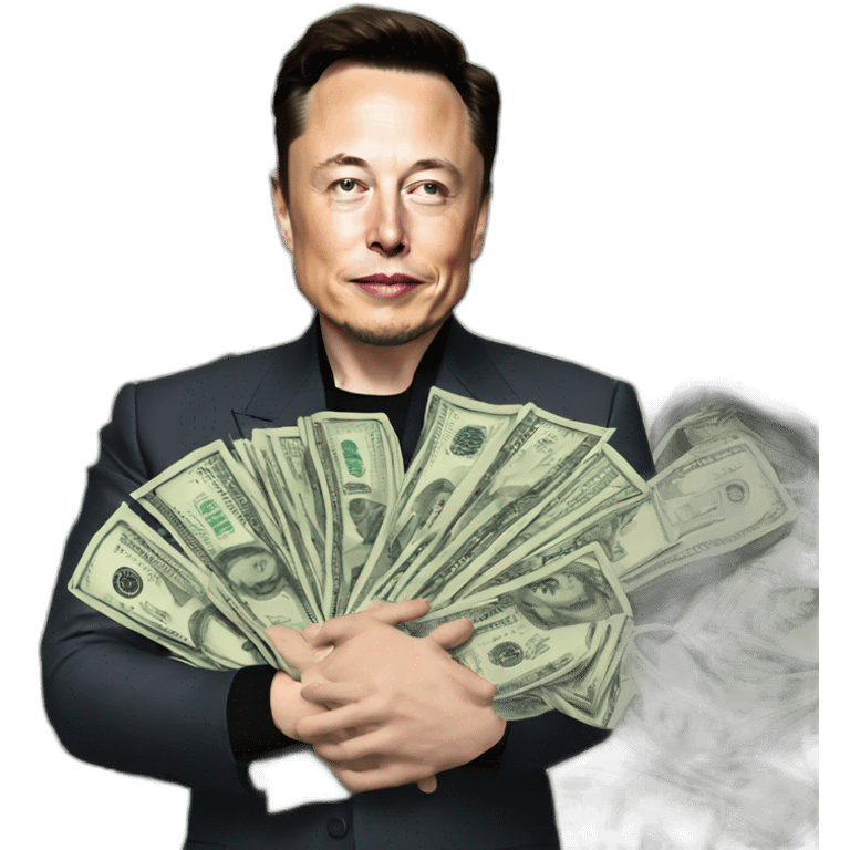 ELON MUSK WITH DOLLARS IS HIS HANDS emoji