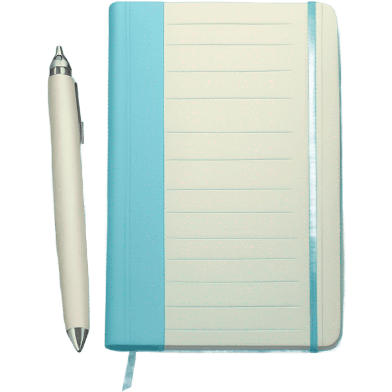 Pastel blue journal with pen emoji