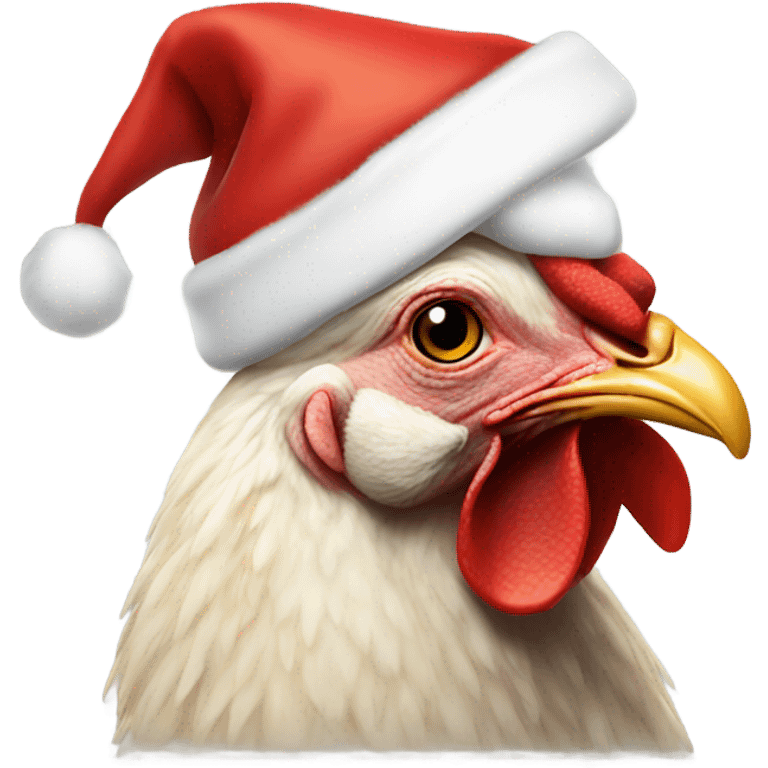 Hen wearing Santa hat emoji