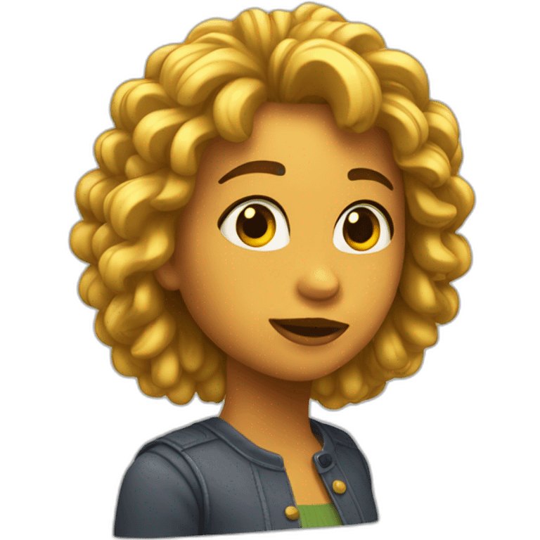 chica con pelo moreno con Rizitos  emoji