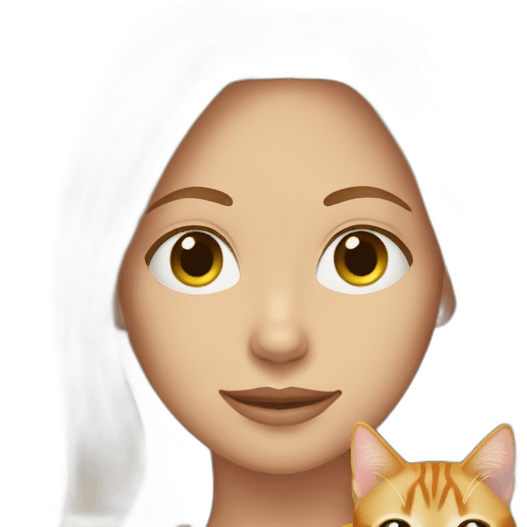 Blond woman holding an orange tabby cat emoji