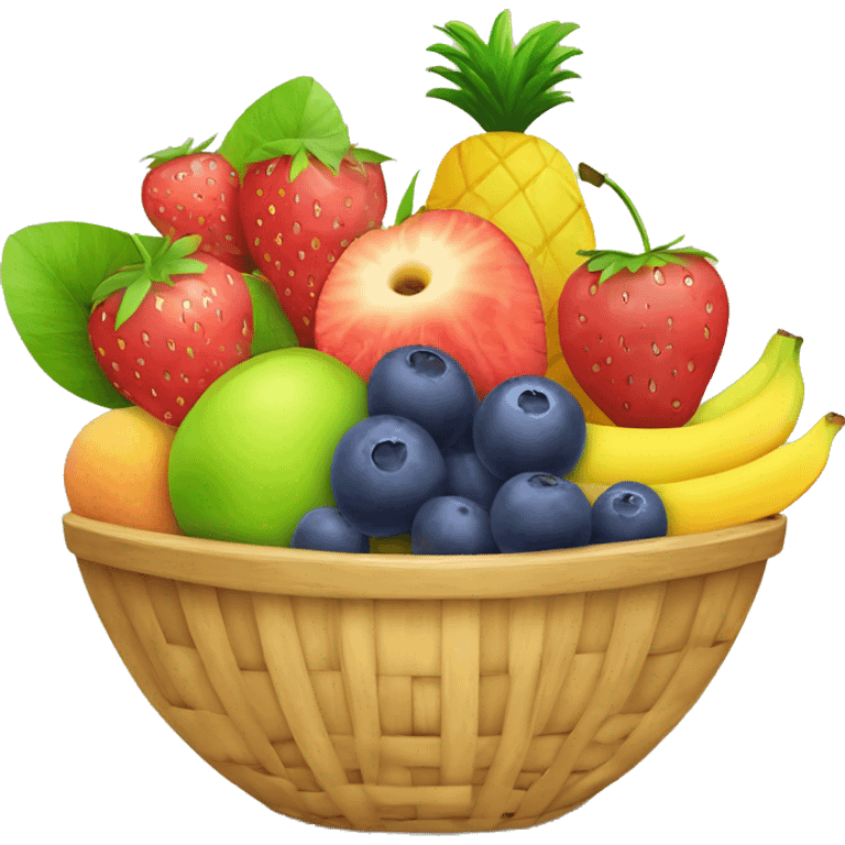 fruit basket with strawberry cherry pineapple blueberry mango grape kiwi & watermelon  emoji