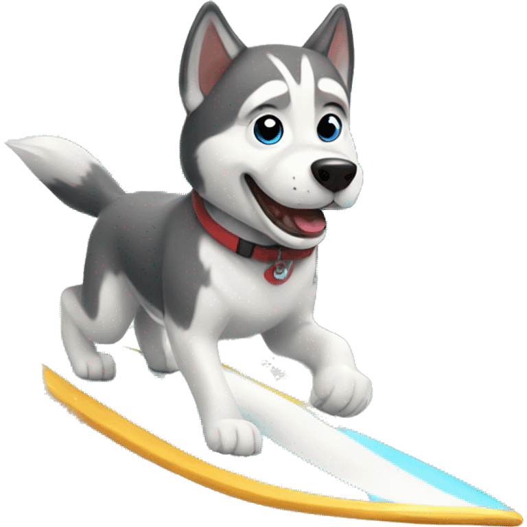 husky dog surfing emoji