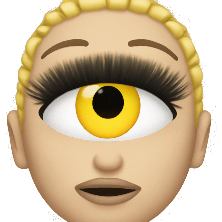 yellow emoji with lashes and nails emoji