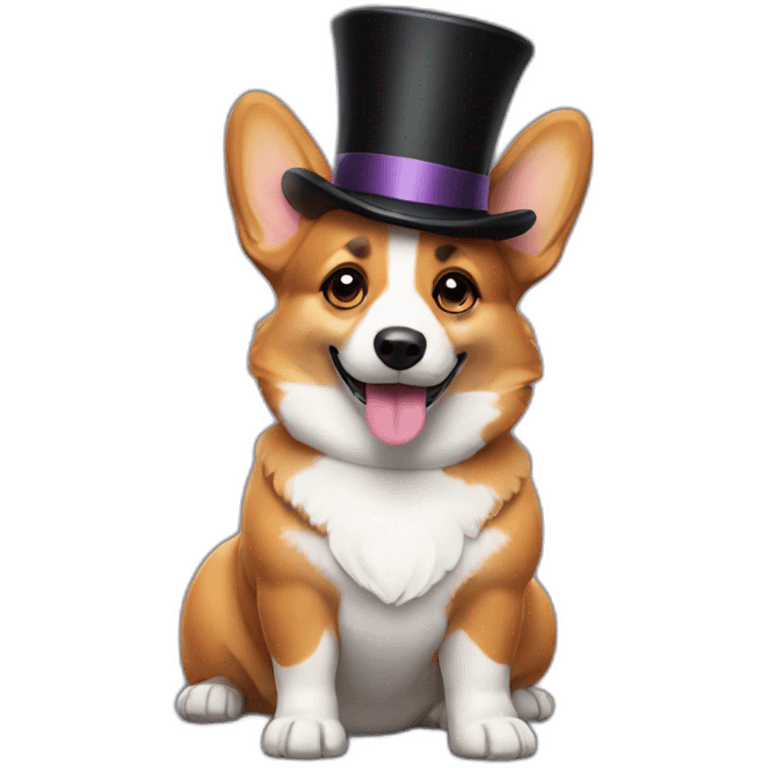 Corgi with a top hat emoji