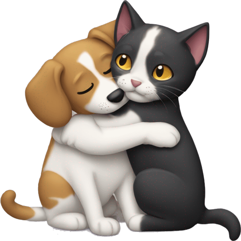 Cat hugging dog emoji