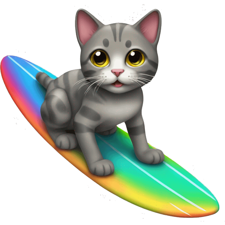 surfing rainbow cat emoji