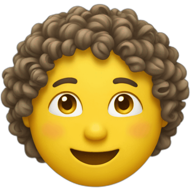 Yellow roumd face with curly hair smiling emoji