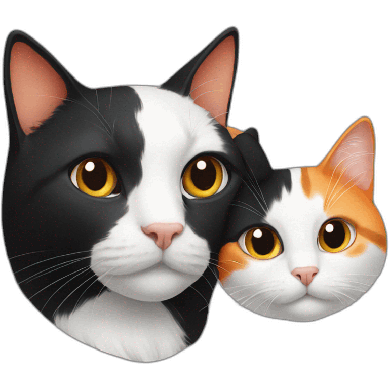 black cat and white orange cat together emoji