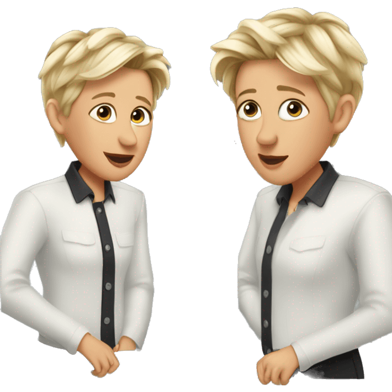 Ellen Degeneres talking in front of mirror emoji