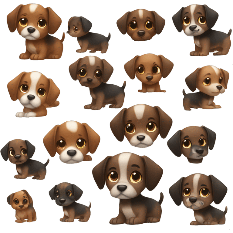 Brown Puppy with pointy ears with black and brown tortoiseshell without white with pointy ears emoji