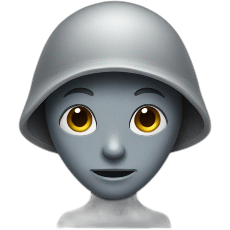 A gray alien with a gray cap and a relaxed face and black eyes emoji