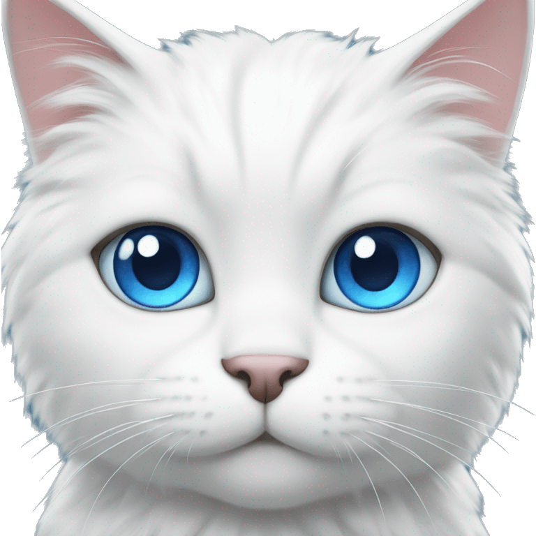 Fluffy white cat with blue eyes emoji