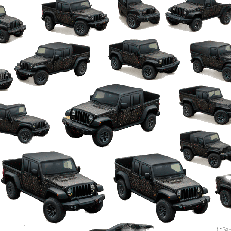 Realistic black leopard print pattern Jeep Gladiator truck. emoji