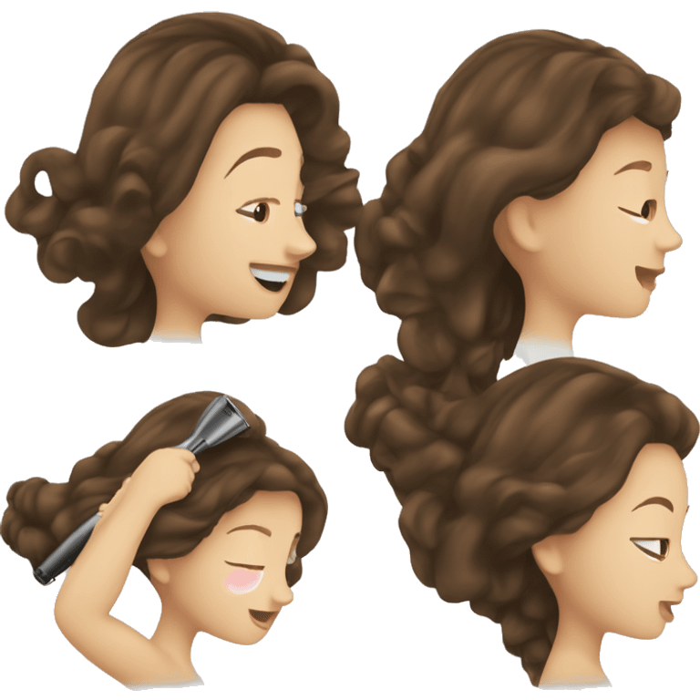 Brunette girl blow drying hair emoji